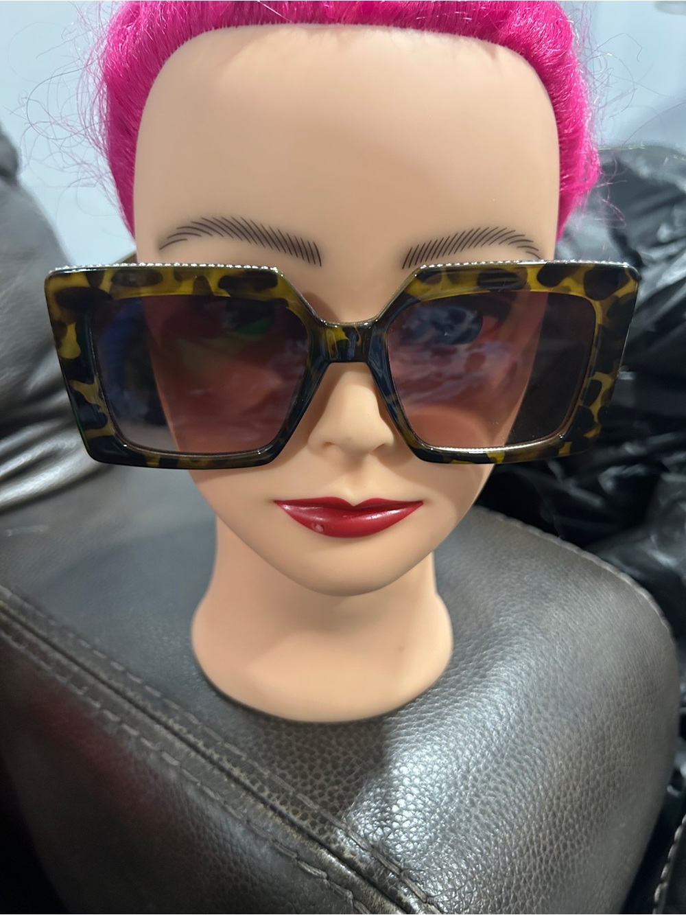 Tortoiseshell Square Oversized Women's Sunglasses - Brown